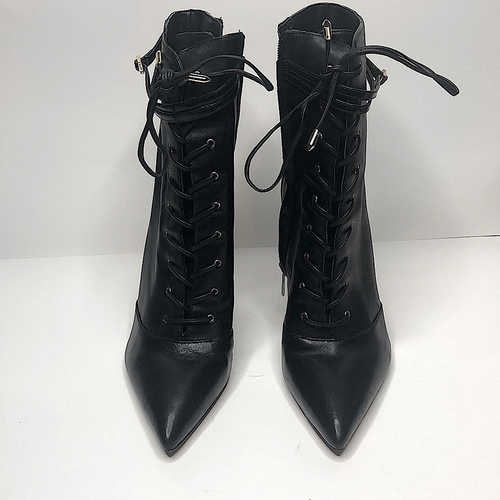 Sam Edelman black leather laced booties